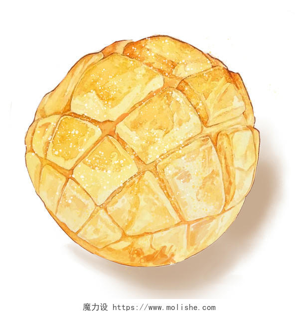 微立体菠萝包面包甜品烘培素材插画png
